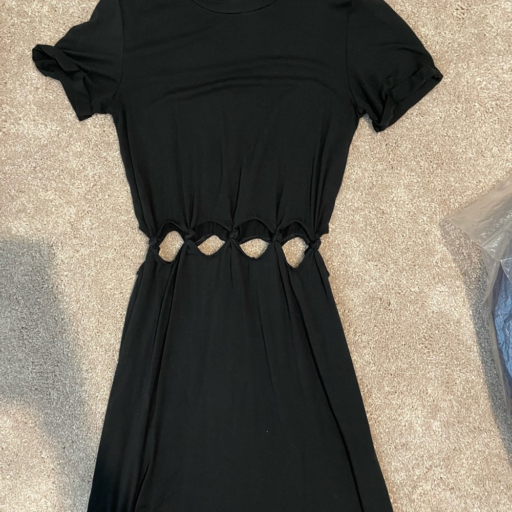 American Eagle Outfitters Black Embellished Cut-Out Mini Dress